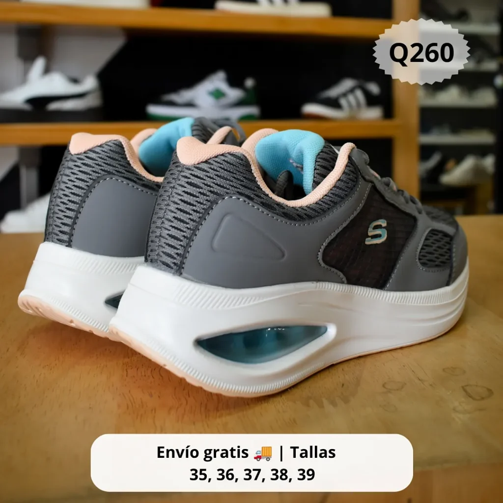 SKECHERS UNO 2 GRIS CELESTE ROSA